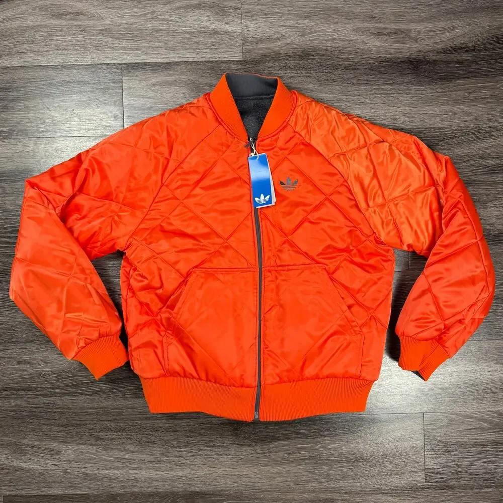 Adidas Reversible Superstar Bomber Jacket Gray Orange Men’s M KR7618 New w Tags
